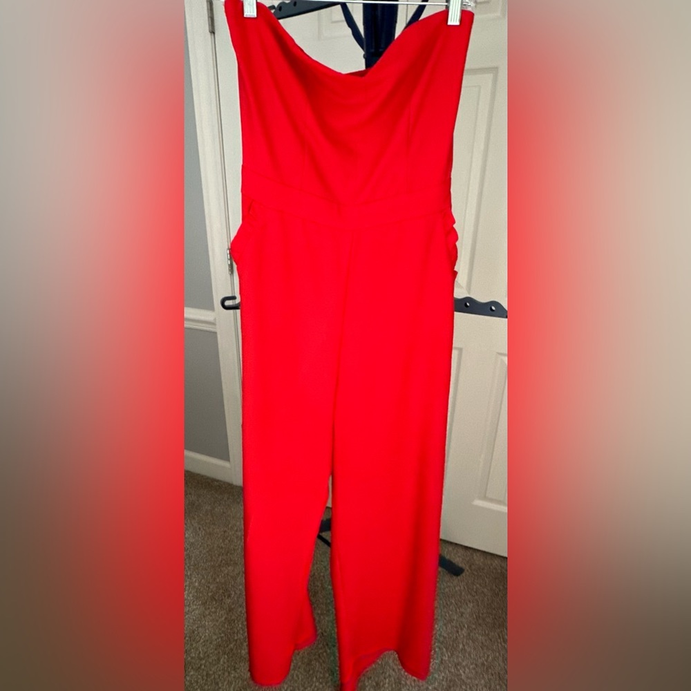 Women’s strapless red jumpsuit size medium